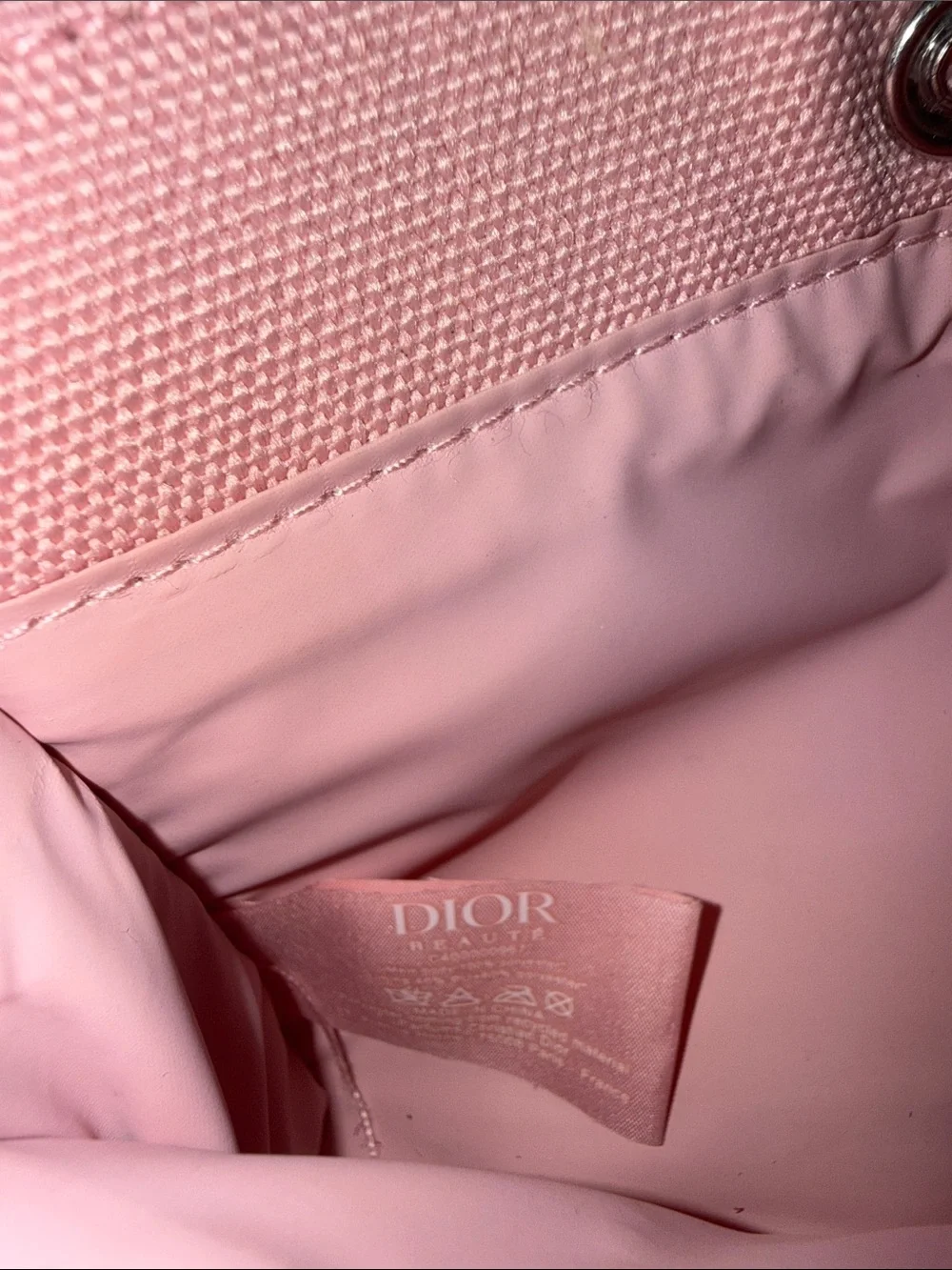 Dior Pink Canvas Trifold Card Wallet with Embossed CD Logo